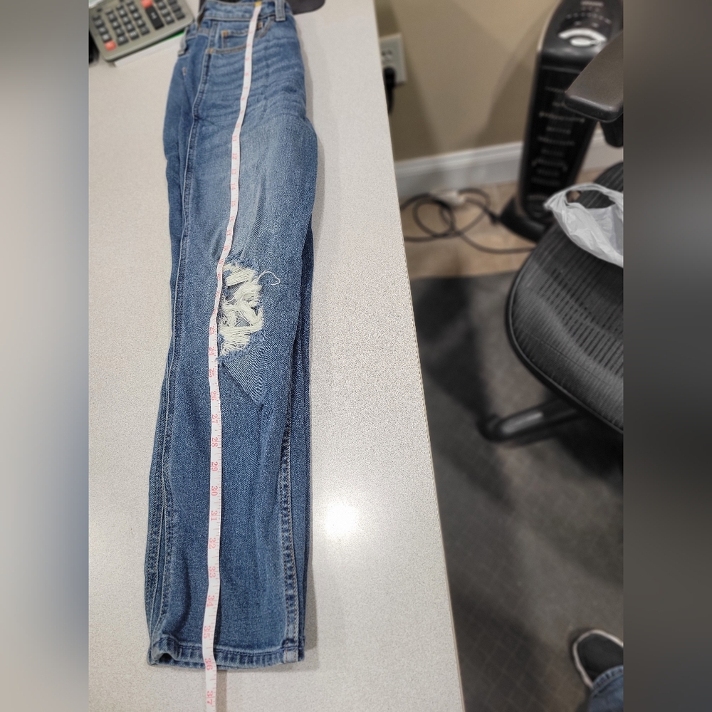 Hollister Blue Distressed Straight Leg Jeans - Picture 4 of 7